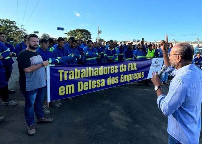 SINTEPAV protesta contra demissões em massa nas obras da FIOL e cobra respostas da BAMIN