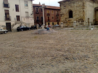 Cobbled piazza near Monasterio Refugio, Leon