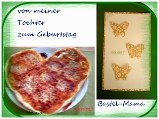 Geburtstag, Karte, Pizza, Schmetterling