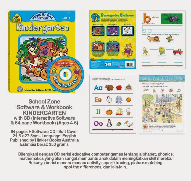 Planet Bayi School Zone Software Workbook KINDERGARTEN 