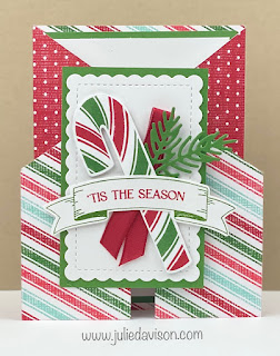 Stampin' Up! Sweet Candy Canes Double Gate Fold Card + Template & Video Tutorial ~ www.juliedavison.com #stampinup #christmas