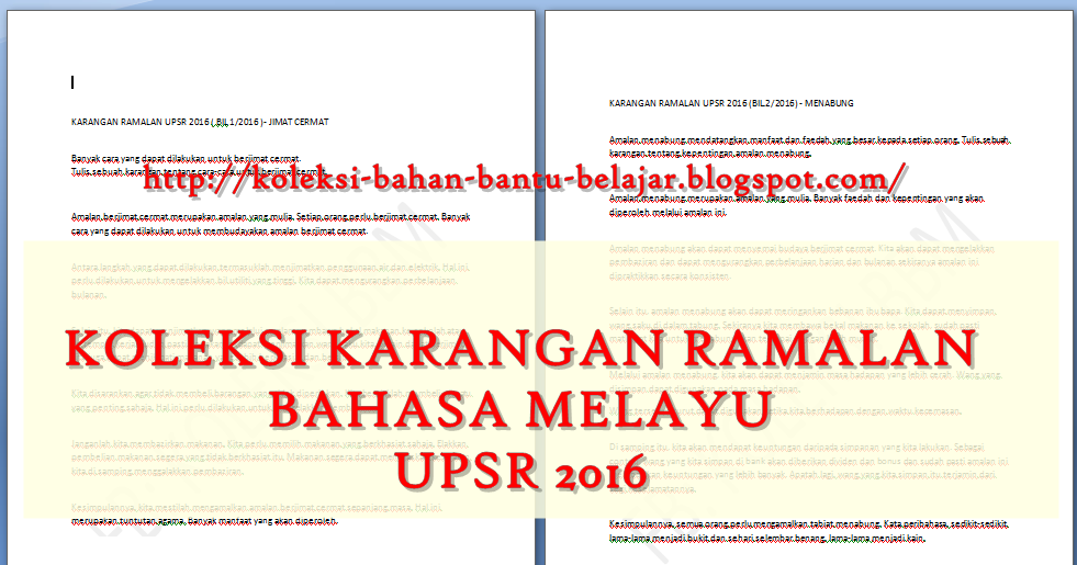 BAHAN UPSR 2016: KOLEKSI KARANGAN RAMALAN BAHASA MELAYU 