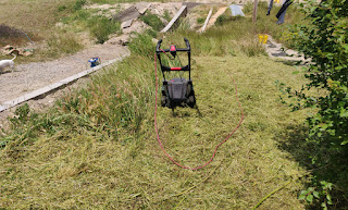 Cutting the grass, with the collector taken off