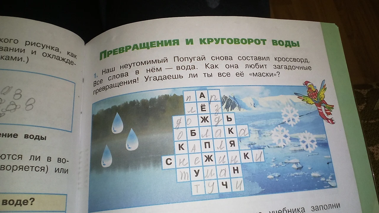 Кроссворд превращения и круговорот воды