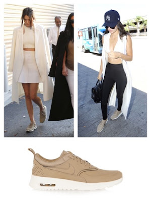 Celebrity Kendall Jenner in Nike Air Max Thea in Tan Nude Desert Camo