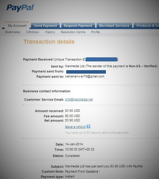 Qadabra Payment Proof