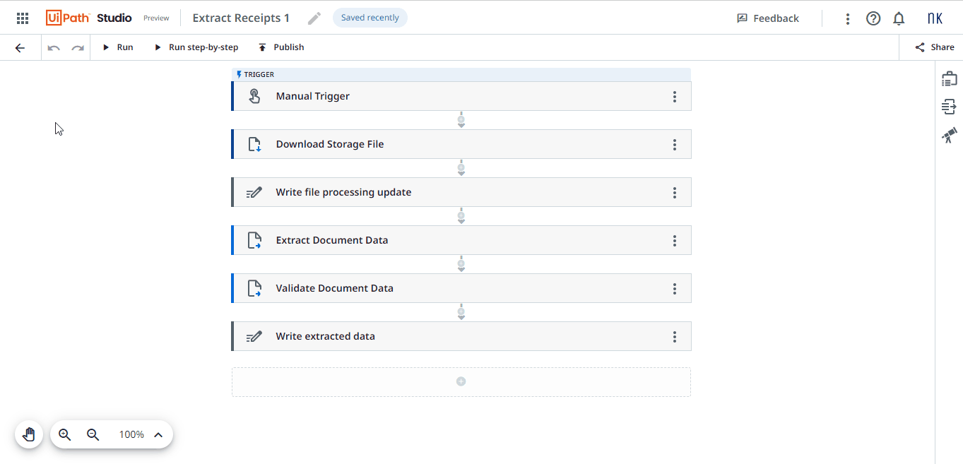 Low Confidence Receipt Workflow With Validation Execution UiPath Studio Web by nmnithinkrishna