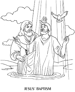 <br />Beautiful coloring page of Jesus Baptism for kids