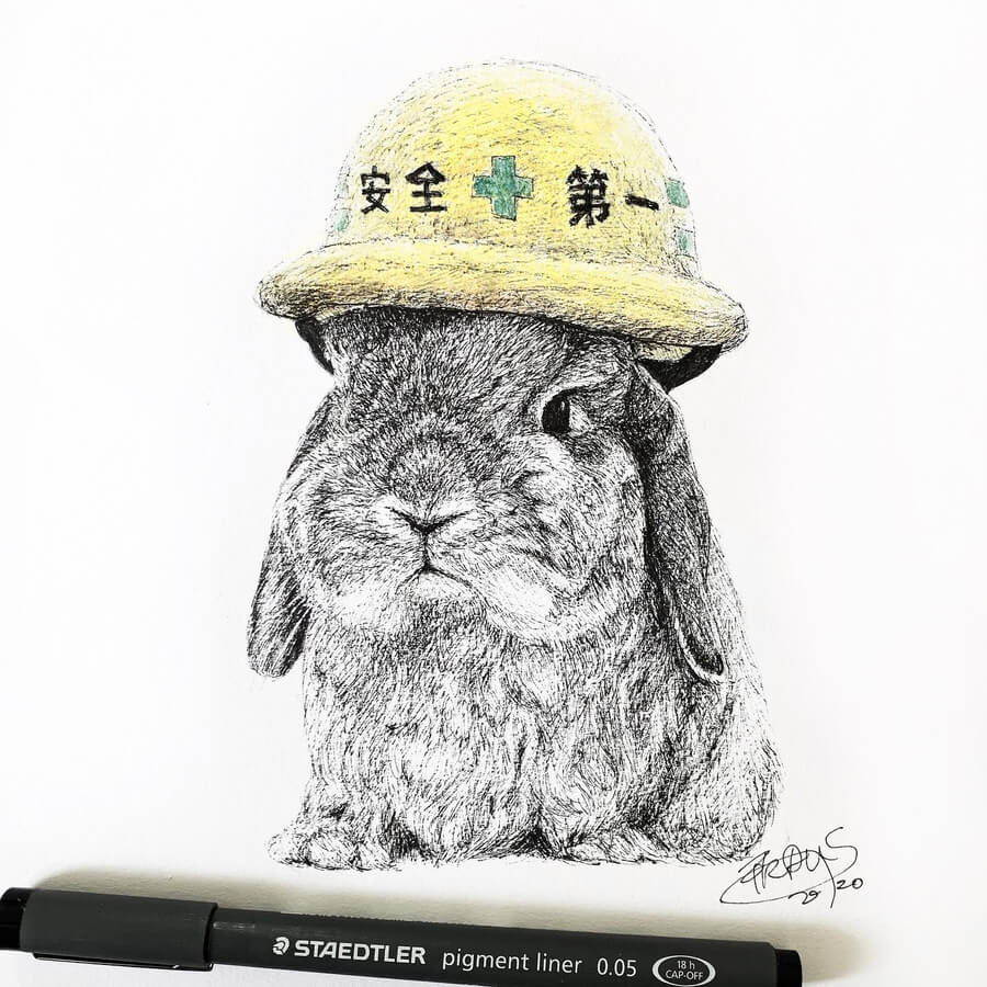 04-Bunny-construction-worker-Ink-Pet-Drawings-Franctasyart-www-designstack-co