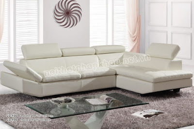 Sofa da j3-155 màu trắng tinh khôi