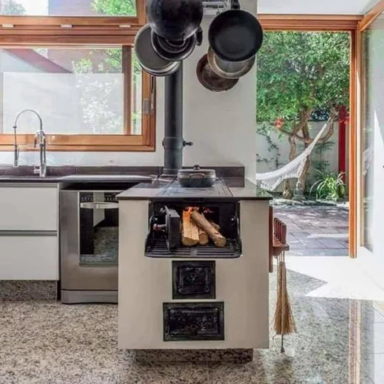 model dapur dengan kompor tungku kayu modern