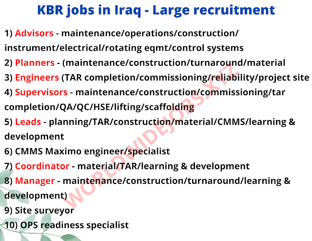 KBR jobs in Iraq - Large recruitment