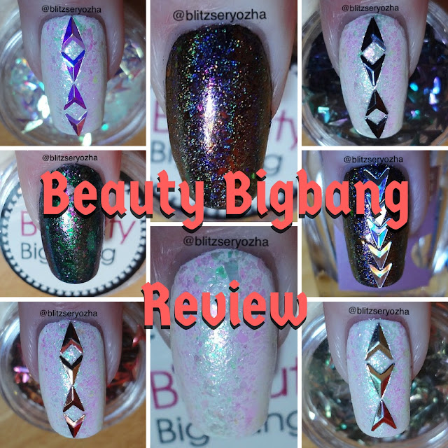 Collage of swatches of Beauty Bigbang products