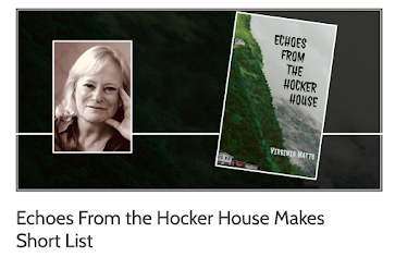 Photo of Virginia Watts and the ocver of her book, ECHOES FROM THE HOCKER HOUSE
