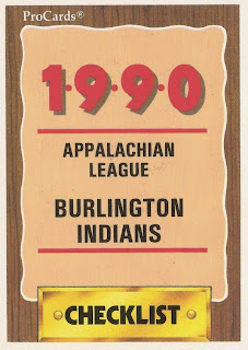 Burlington Indians 1990 checklist card