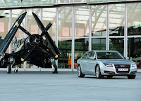 Audi A8 L and jet plane HD Wallpaper