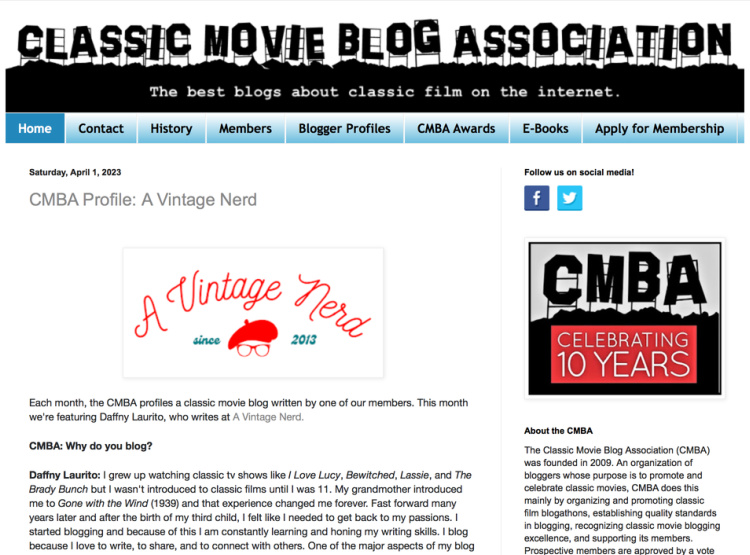 A Vintage Nerd, Vintage Blog, All About Old Hollywood, Classic Movie Blog Association, Classic Movie Blog, Old Hollywood Blog