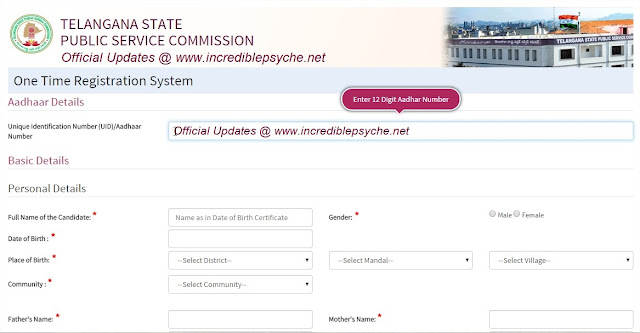 How to register for Telangana Govts Jobs - TSPSC One Time Registration Process at Official Website- www.tspsc.gov.in