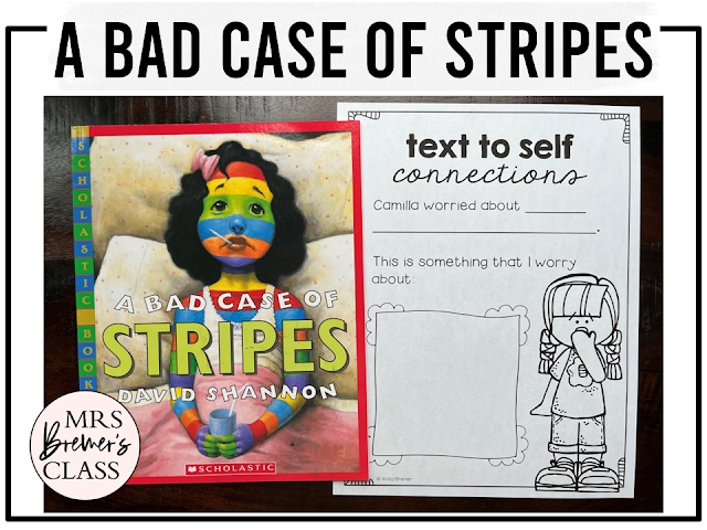 A Bad Case of Stripes book activities unit with literacy printables, reading companion worksheets, and lesson ideas for Kindergarten, First Grade, and Second Grade