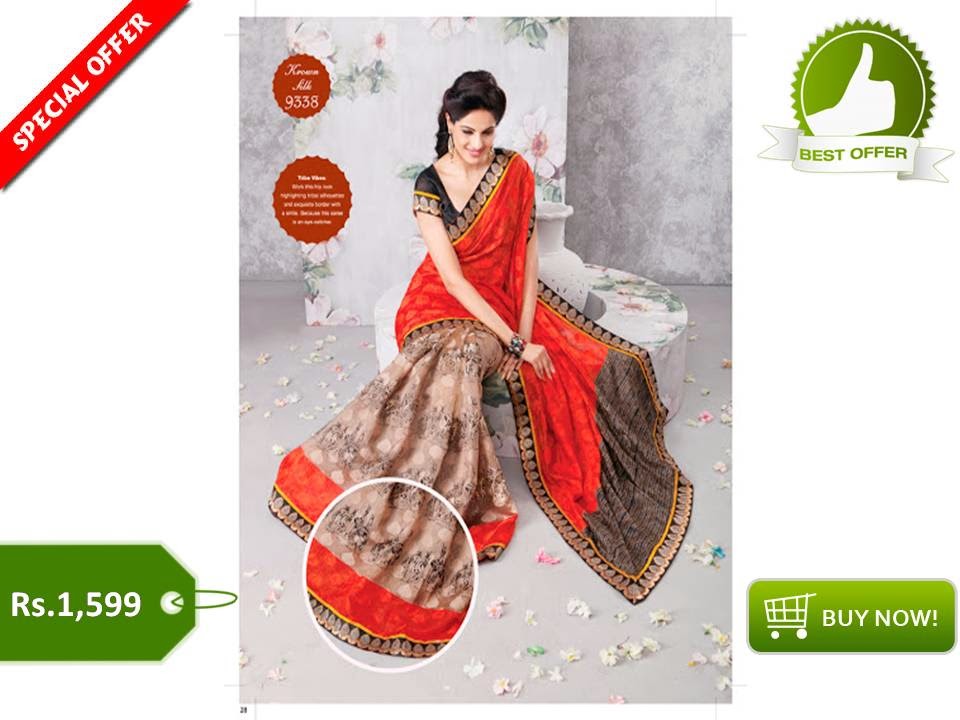 Orange Art Silk Saree