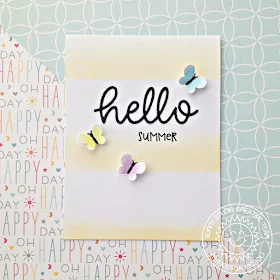 Sunny Studio Stamps: Hello Word Die Summer Butterflies Hello Card by Franci Vignoli