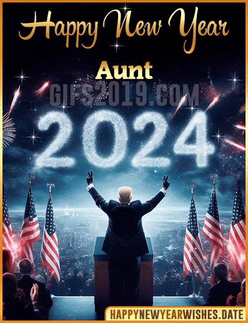 USA flag Happy New Year gif 2024 for Aunt