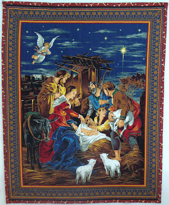 image nativity scene christmas quilt angels jesus mary joseph shepherds