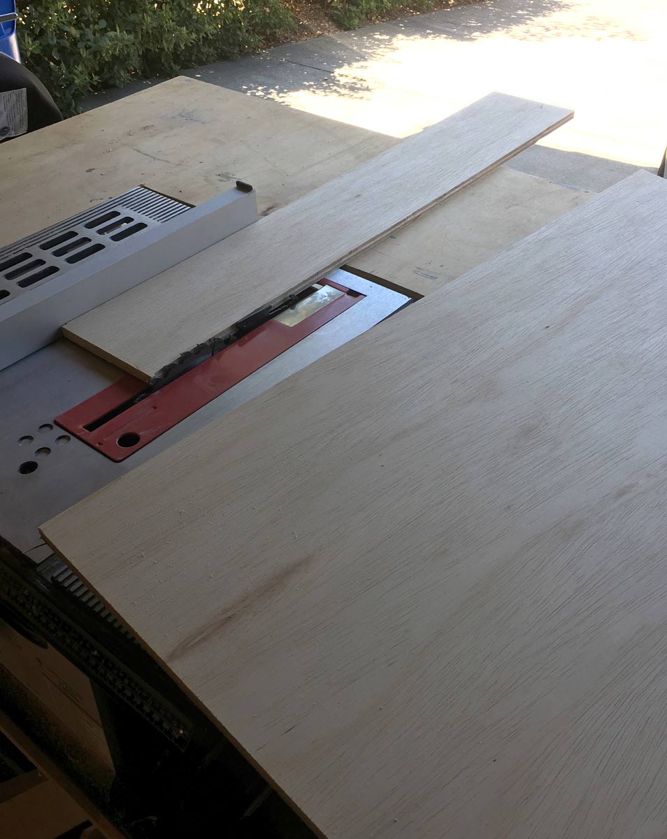 Plywood on table saw