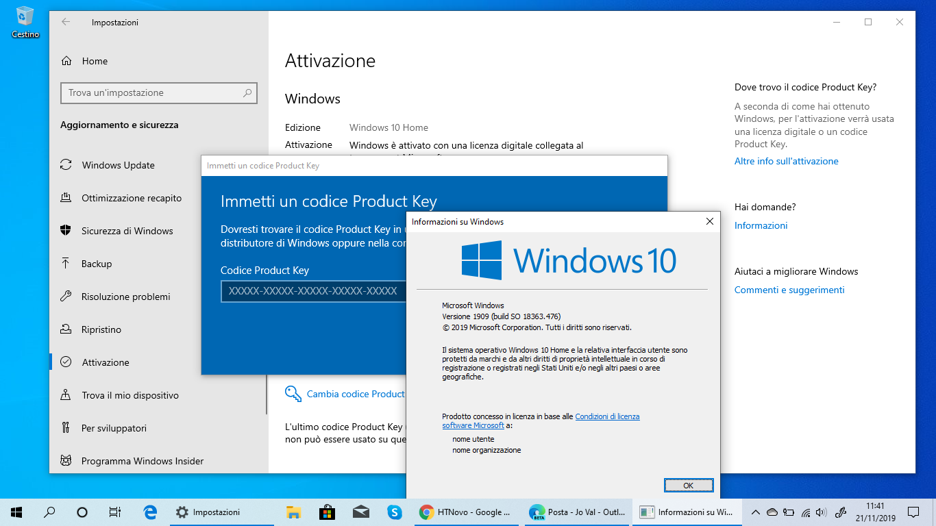 Product-key-windows-10-versione-1909