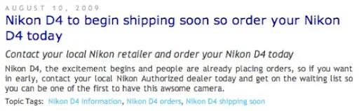 Nikon D4 for sale2 Rumor: Nikon D4 coming soon