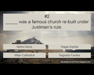 _____ was a famous church re-built under Justinian’s rule. Answer choices include: Notra Dame, Hagia Sophia, Milan Cathedral, Sagrada Familia