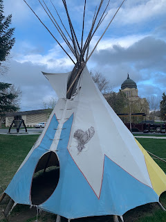 Tipi on Front Lawn at MHS