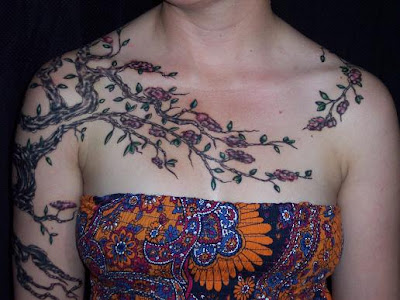 tree tattoo, flower tattoo on body sexy girls