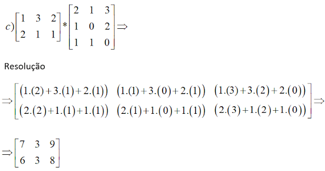 exercicio resolvido multiplicação matrizes
