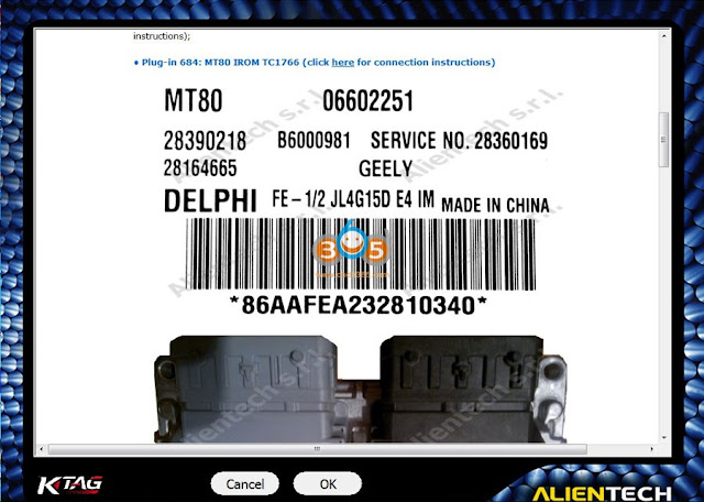 Delphi MT80 TC1766 pinout to ktag 1