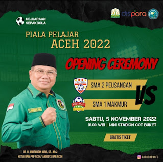 Tiket Masuk Gratis, Amiruddin Idris akan Gelar Kejuaraan Sepak Bola Antar Pelajar Aceh 2022