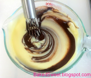 Mixing the Chocolate into the Vanilla Pudding