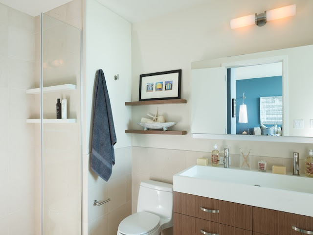 Picture of wooden furniture in the bathroom