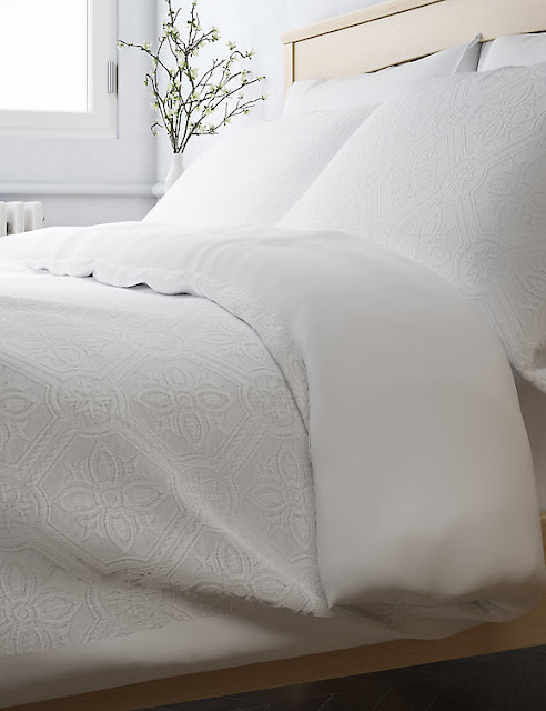 marks and Spencer pure cotton floral matelasse bedding