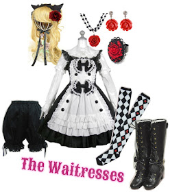 The waitresses outfits in the Lolita Cafe