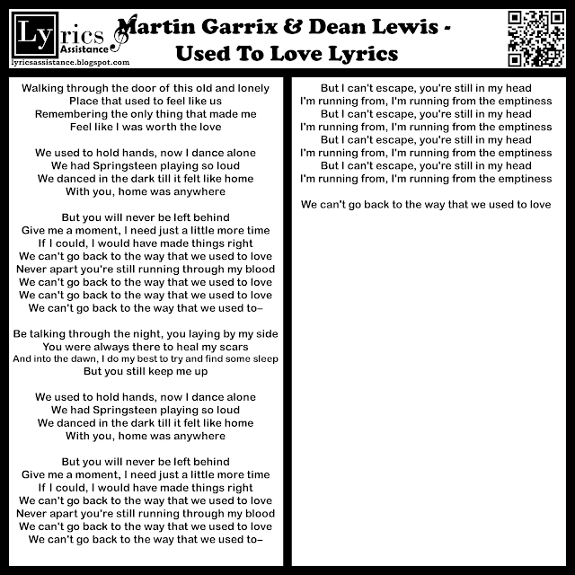 Martin Garrix & Dean Lewis - Used To Love Lyrics | lyricsassistance.blogspot.com