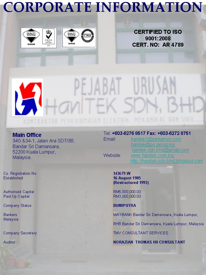 Welcome To Hanitek Sdn. Bhd.'s Homepage 