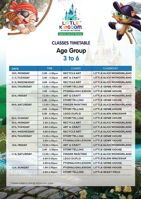 JADUAL KELAS Little Kingdom Maju Junction Kuala Lumpur - Indoor Edutainment Theme Park