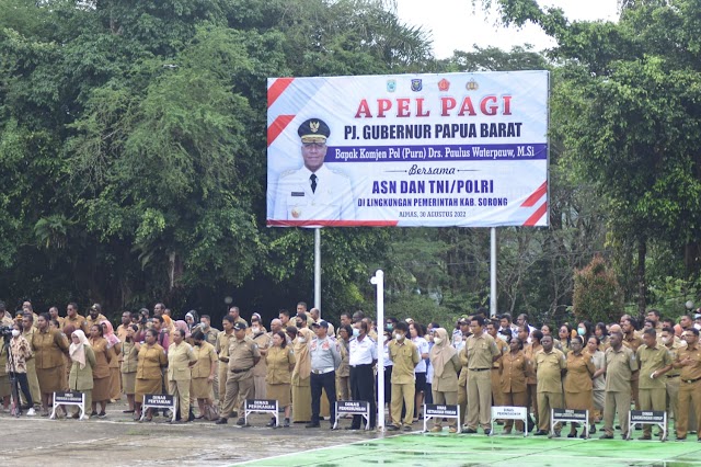 Sinergitas Kodim 1802/Sorong Mengikuti Apel Gabungan Bersama Pemda Kabupaten Sorong  