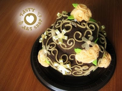 Choco Wedding Cake as Ring Holder on Wedding Matrimonial of Listyani 