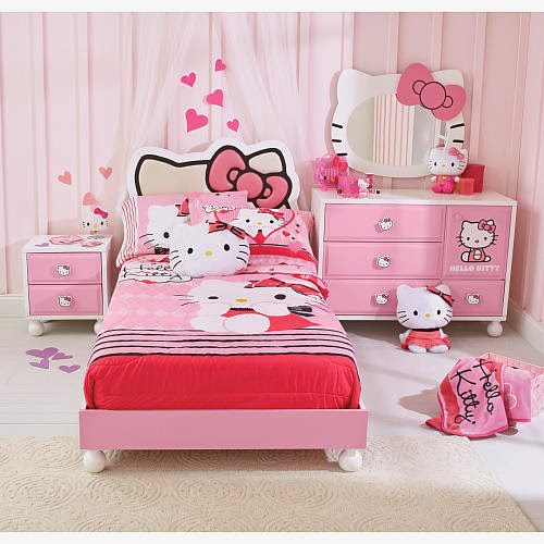 GAMBAR KAMAR TIDUR HELLO  KITTY  Desain  Kamar Anak Perempuan 