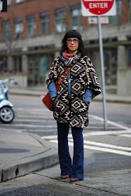 Maria Alcantara @thedailymax navajo print capecoat seattle street style fashion 