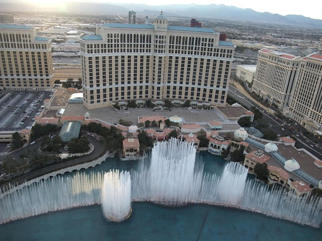 bellagio fountain, from the eiffel tower, paris casino