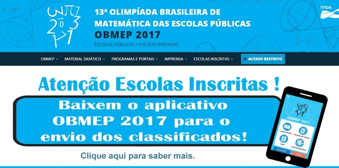 OBMEP lança aplicativo exclusivo para as escolas enviarem o material