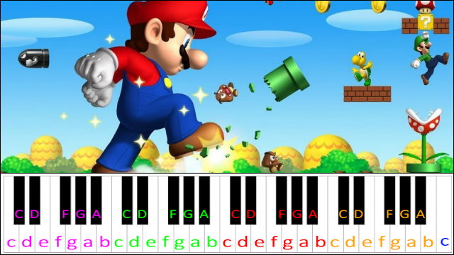 Overworld Theme - New Super Mario Bros DS Piano / Keyboard Easy Letter Notes for Beginners